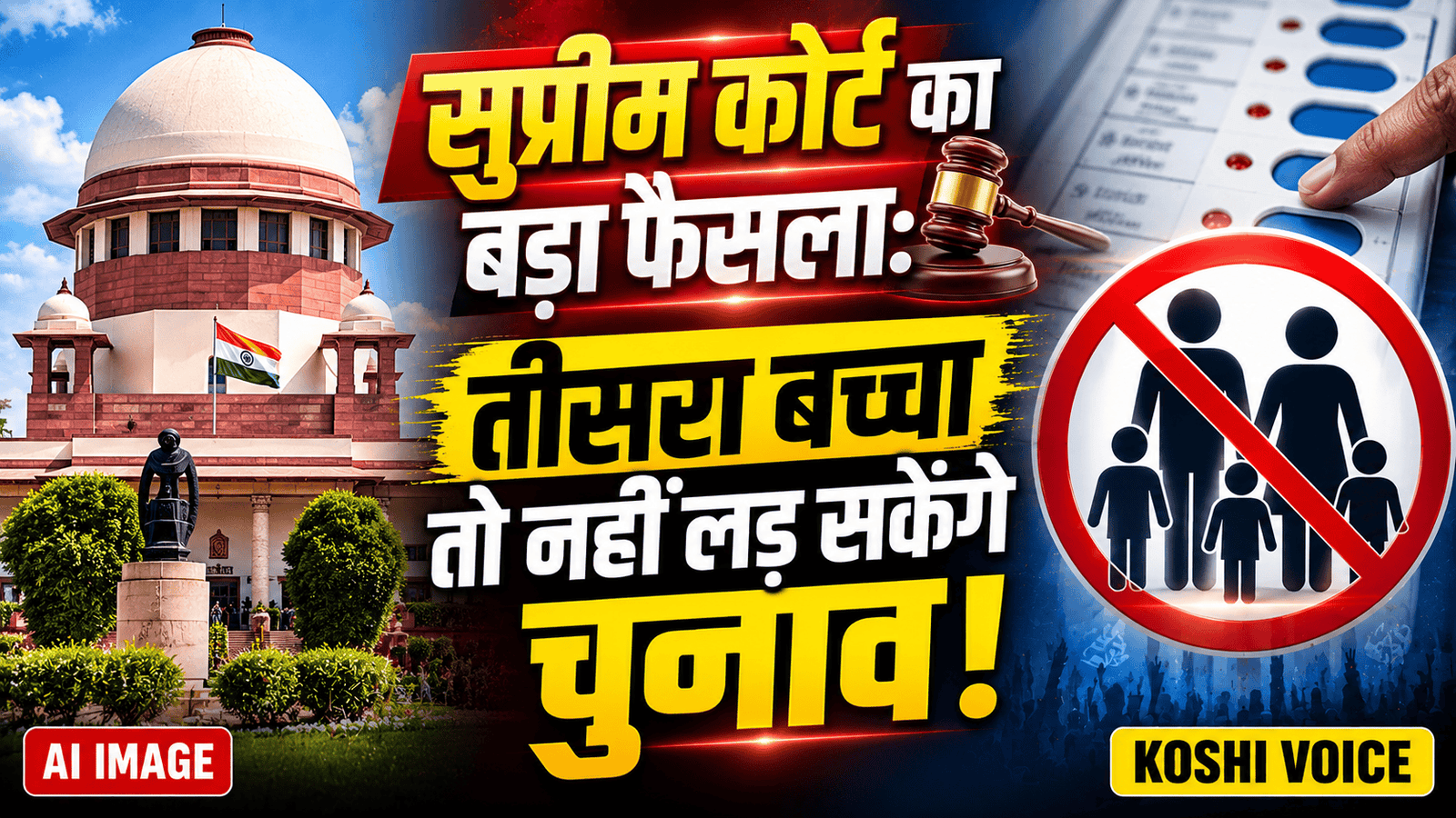 🚨 सुप्रीम कोर्ट का बड़ा फैसला: तीसरा बच्चा होने पर नहीं लड़ पाएंगे चुनाव, अदालत बोली- अब देश बदल चुका है! 🚨