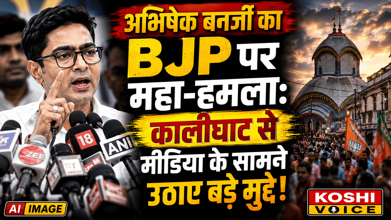 🚨 पश्चिम बंगाल की सियासत में हलचल: अभिषेक बनर्जी का BJP सरकार पर बड़ा हमला, कालीघाट से मीडिया के सामने उठाए जनता के मुद्दे 🚨
