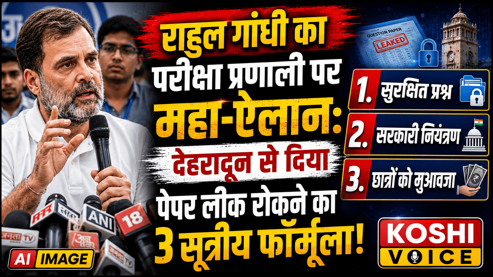 🚨 परीक्षा प्रणाली पर राहुल गांधी का ऐतिहासिक रोडमैप देहरादून में बोले- भारत को परीक्षा व्यवस्था फिर से बनानी होगी, दिए 3 बड़े सुधार सुझाव 🚨