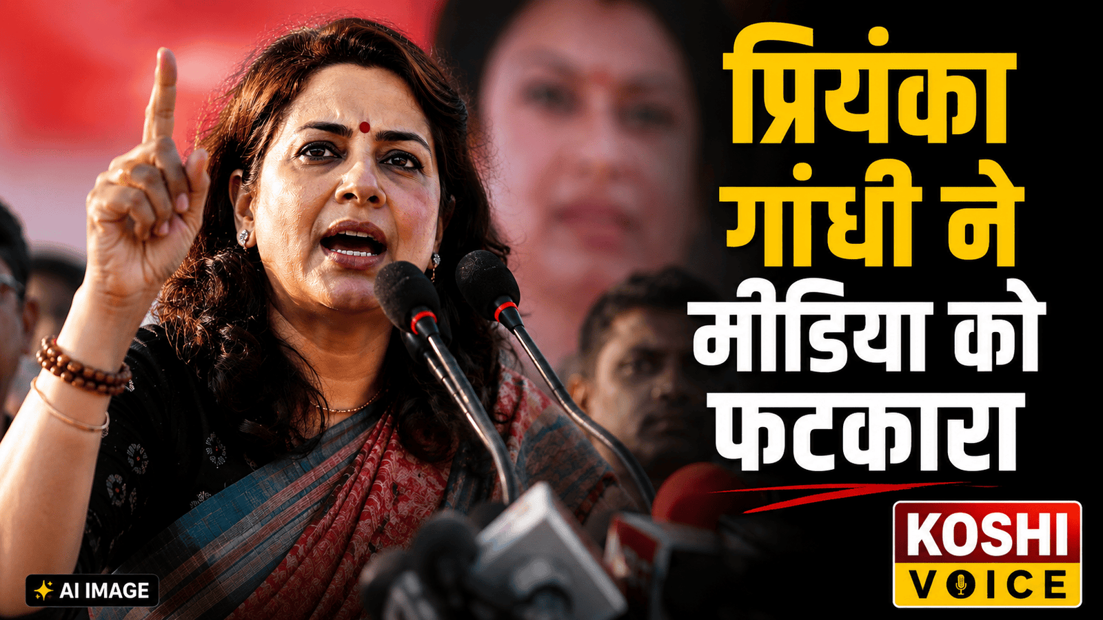प्रियंका गांधी का मीडिया पर तीखा प्रहार: बोलीं— ये देश भय से नहीं, साहस से चलेगा| Koshi Voice