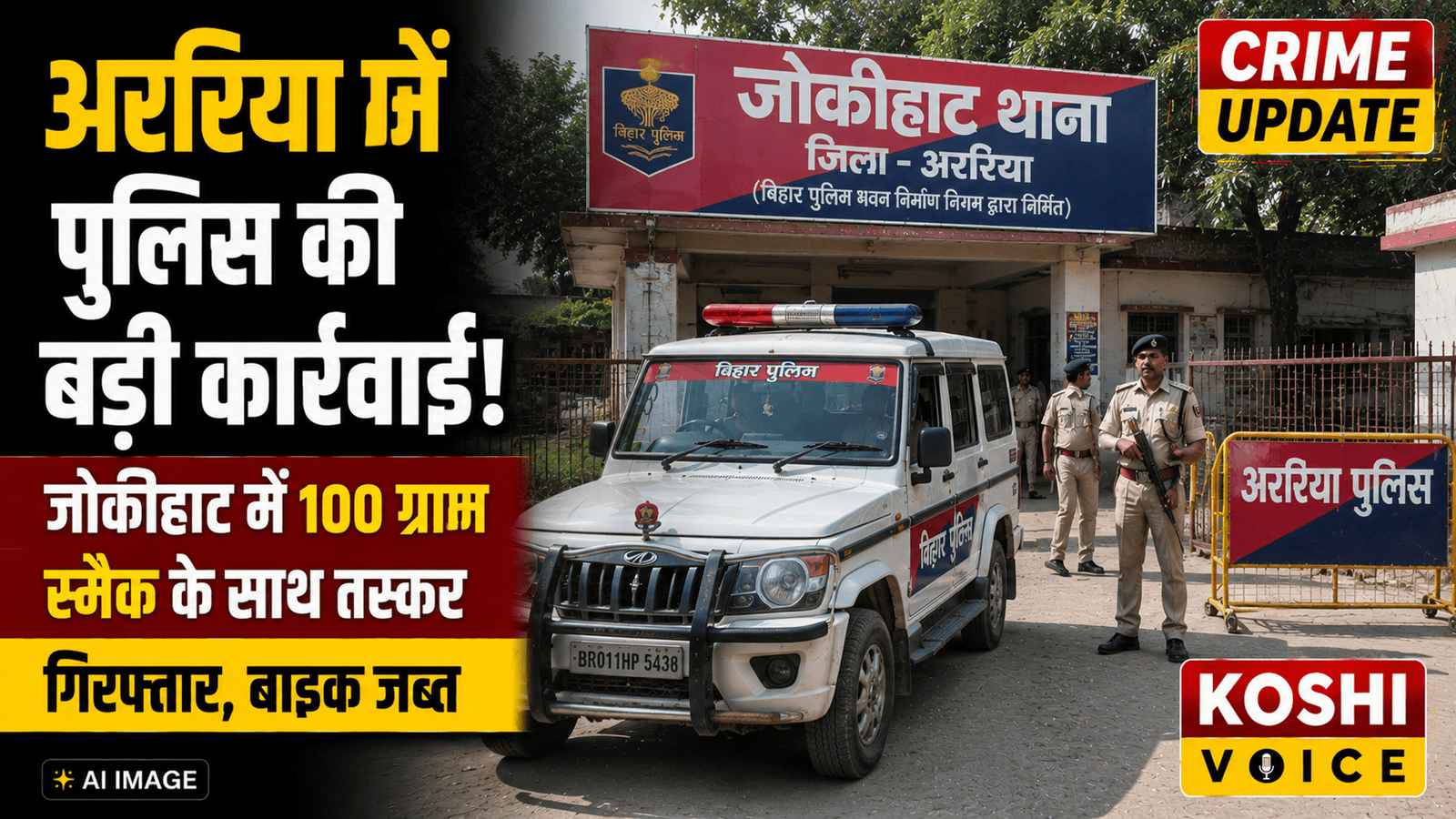 Araria Crime News: जोकीहाट में वाहन चेकिंग के दौरान पुलिस को मिली बड़ी सफलता, 100 ग्राम स्मैक के साथ एक तस्कर गिरफ्ता