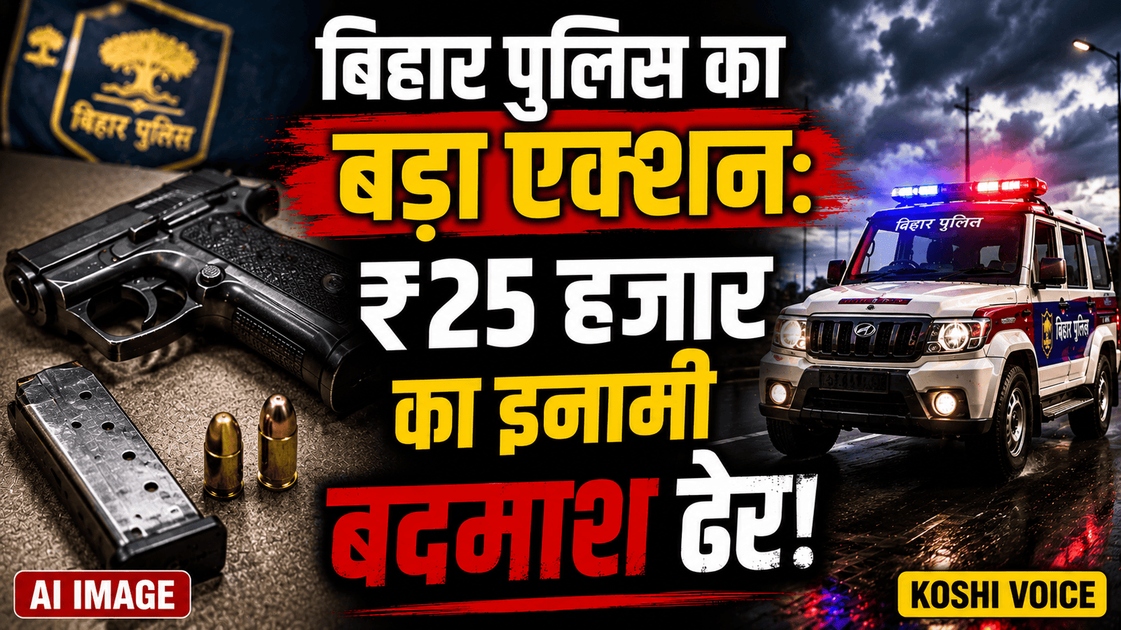 🚨 बिहार पुलिस की बड़ी कार्रवाई: ₹25 हजार का इनामी अपराधी विशाल पासवान अवैध हथियार और कारतूस के साथ गिरफ्तार! 🚨
