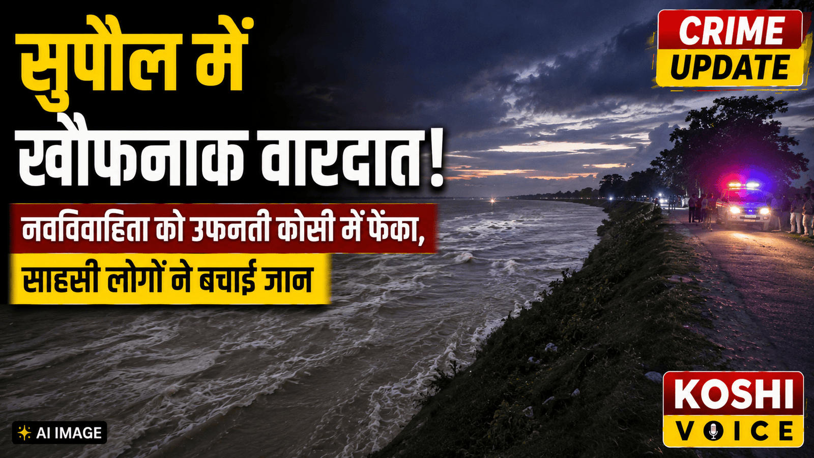Supaul Crime News: सुपौल के बसबिट्टी में नवविवाहिता को उफनती कोसी नदी में धकेला; मामा और बहनोई पर आरोप, इंजीनियर और मजदूर ने बचाई जान