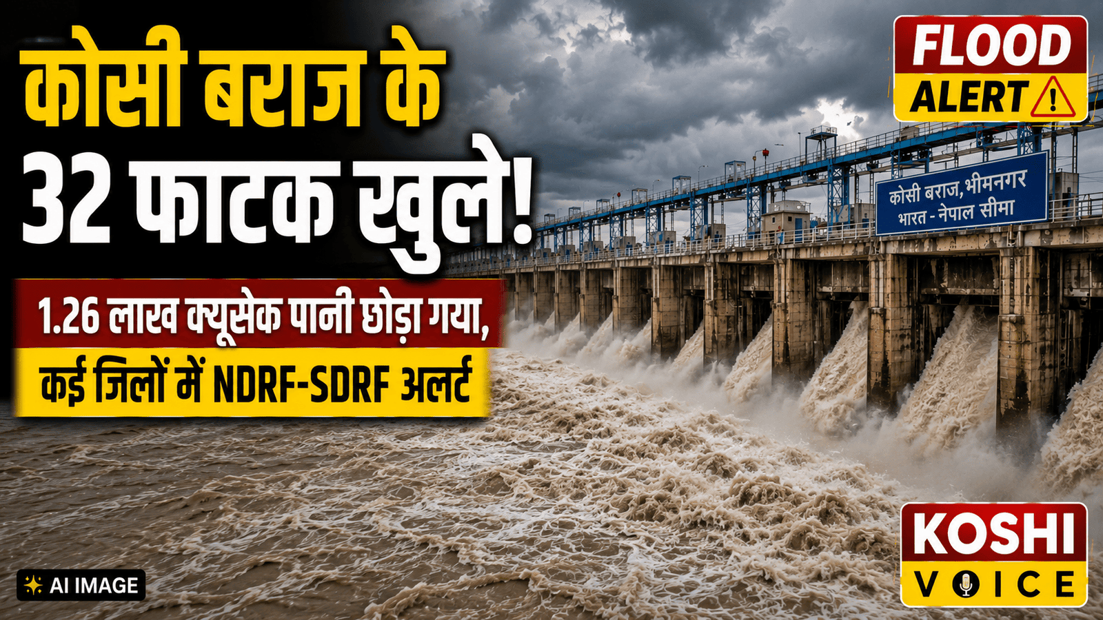 Koshi Barrage Water Level: उफान पर कोसी नदी, भीमनगर बराज से छोड़ा गया 1.26 लाख क्यूसेक पानी; सुपौल, पूर्णिया और मुजफ्फरपुर में हाई अलर्ट