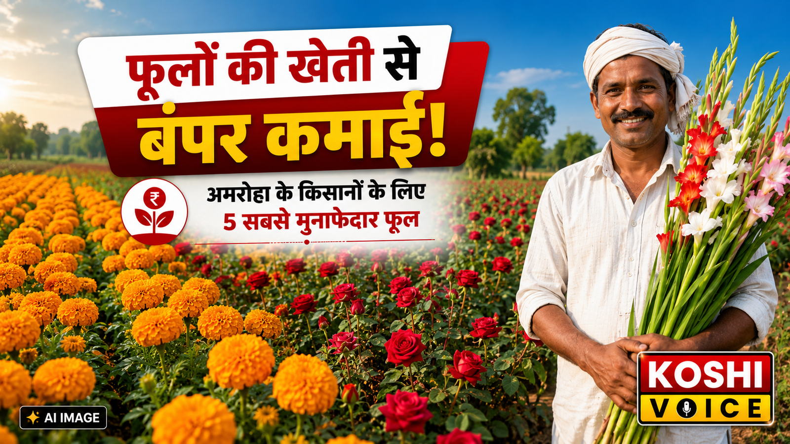 🚨 अमरोहा के किसानों के लिए सुनहरा मौका: फूलों की खेती से करें बंपर कमाई, जानिए टॉप 5 सबसे ज्यादा मुनाफा देने वाले फूल! 🚨