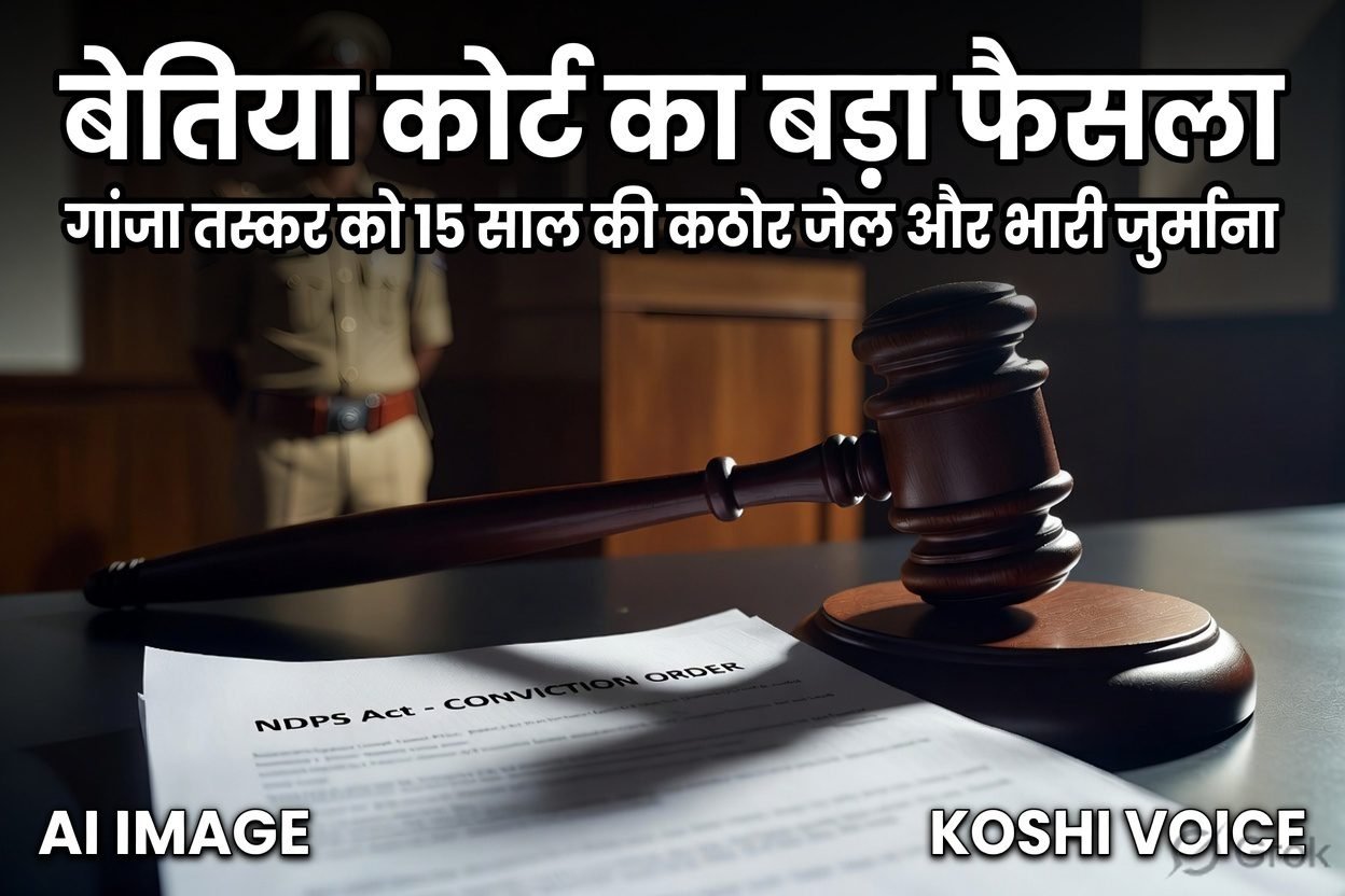 बेतिया कोर्ट का ऐतिहासिक फैसला: सिकटा थाना कांड में 9.5 किलो गांजा के साथ पकड़े गए तस्कर को 15 साल की कठोर जेल और 1 लाख का जुर्माना