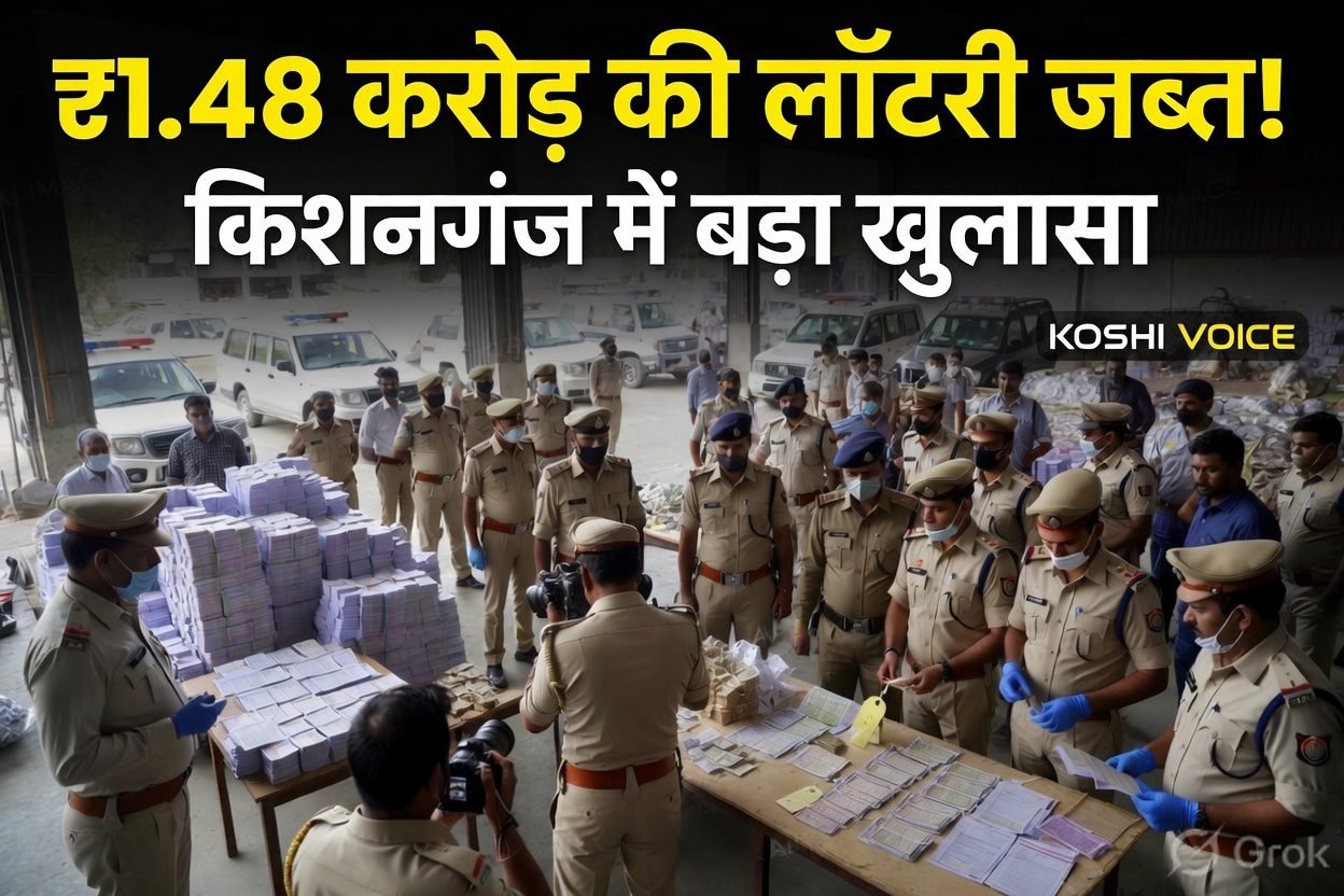 किशनगंज में 1.48 करोड़ की अवैध लॉटरी जब्त, नकद बरामद