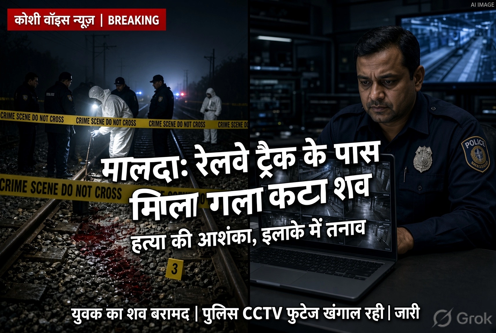 मालदा: रेलवे ट्रैक के पास मिला युवक का गला कटा शव, फैली सनसनी