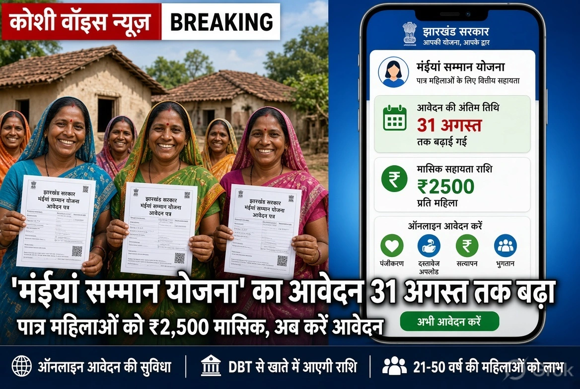 झारखंड मंईयां सम्मान योजना की डेट बढ़ी, 31 अगस्त तक करें आवेदन