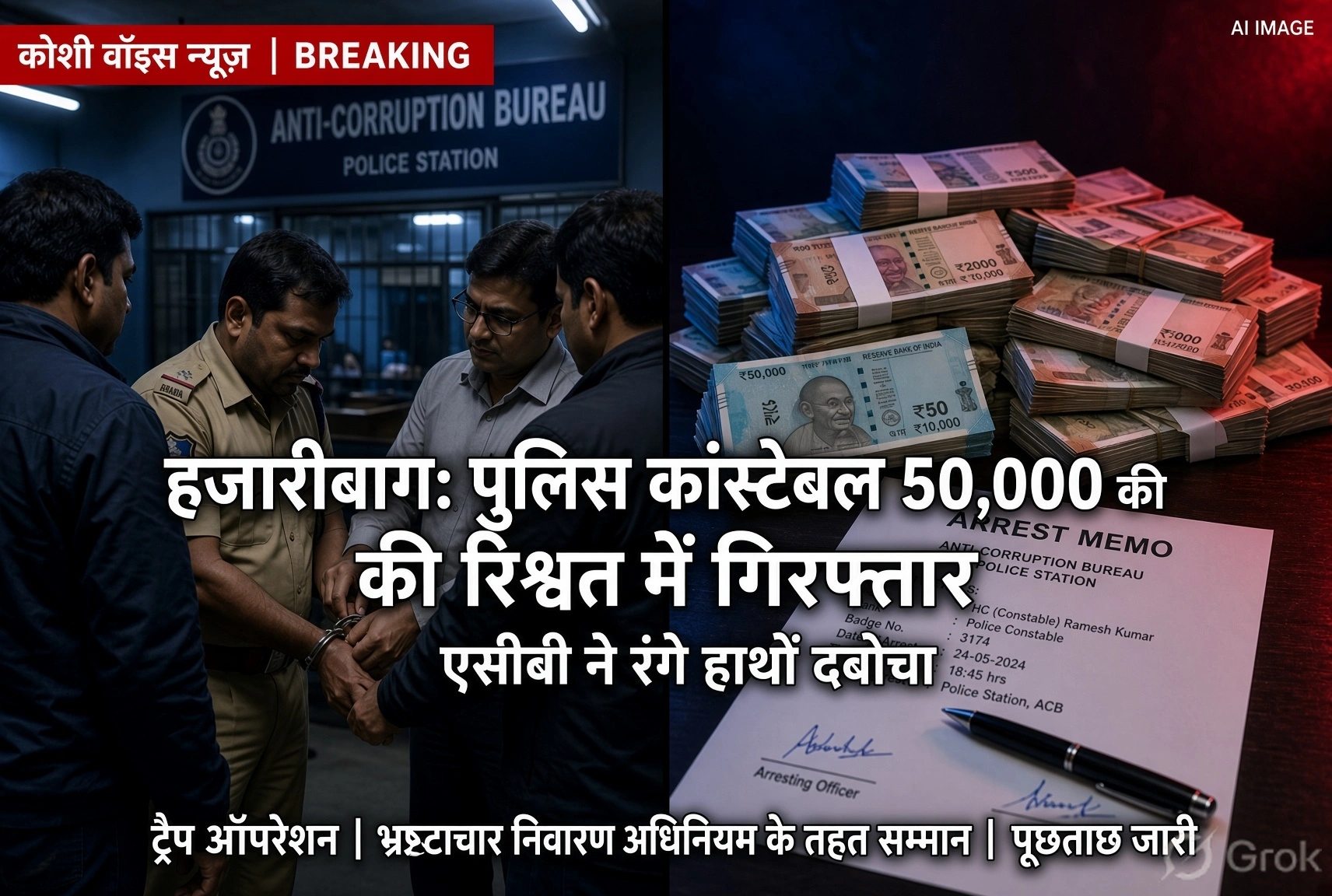हजारीबाग में रिश्वतखोर पुलिस कांस्टेबल गिरफ्तार, ACB का बड़ा एक्शन