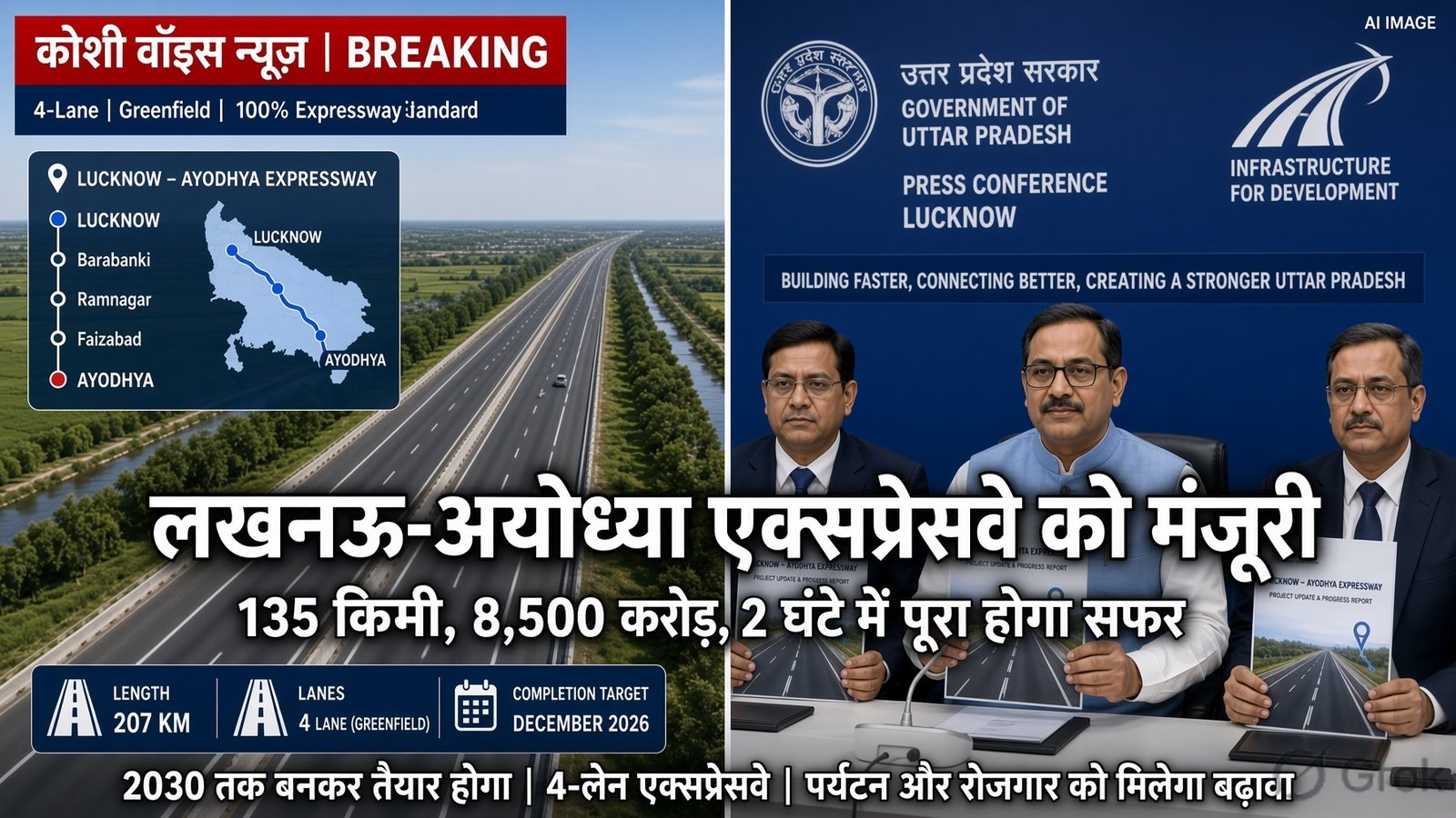 यूपी को सौगात: 135 किमी लखनऊ-अयोध्या एक्सप्रेसवे को मंजूरी