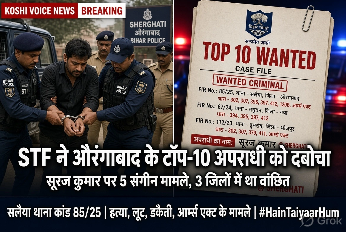 औरंगाबाद का टॉप-10 कुख्यात सूरज कुमार गिरफ्तार, STF की बड़ी कार्रवाई