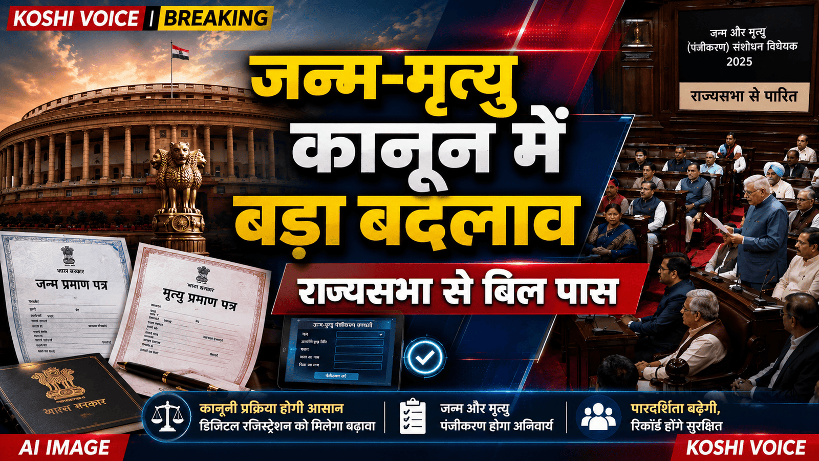 राज्यसभा से जन्म और मृत्यु पंजीकरण संशोधन विधेयक पास