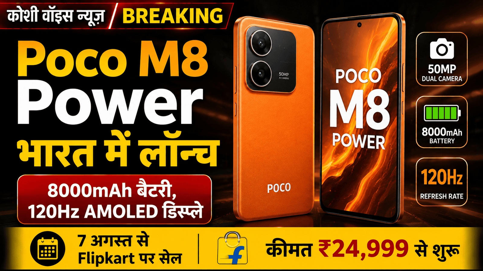 Poco M8 Power भारत में लॉन्च, 8000mAh बैटरी और 120Hz AMOLED