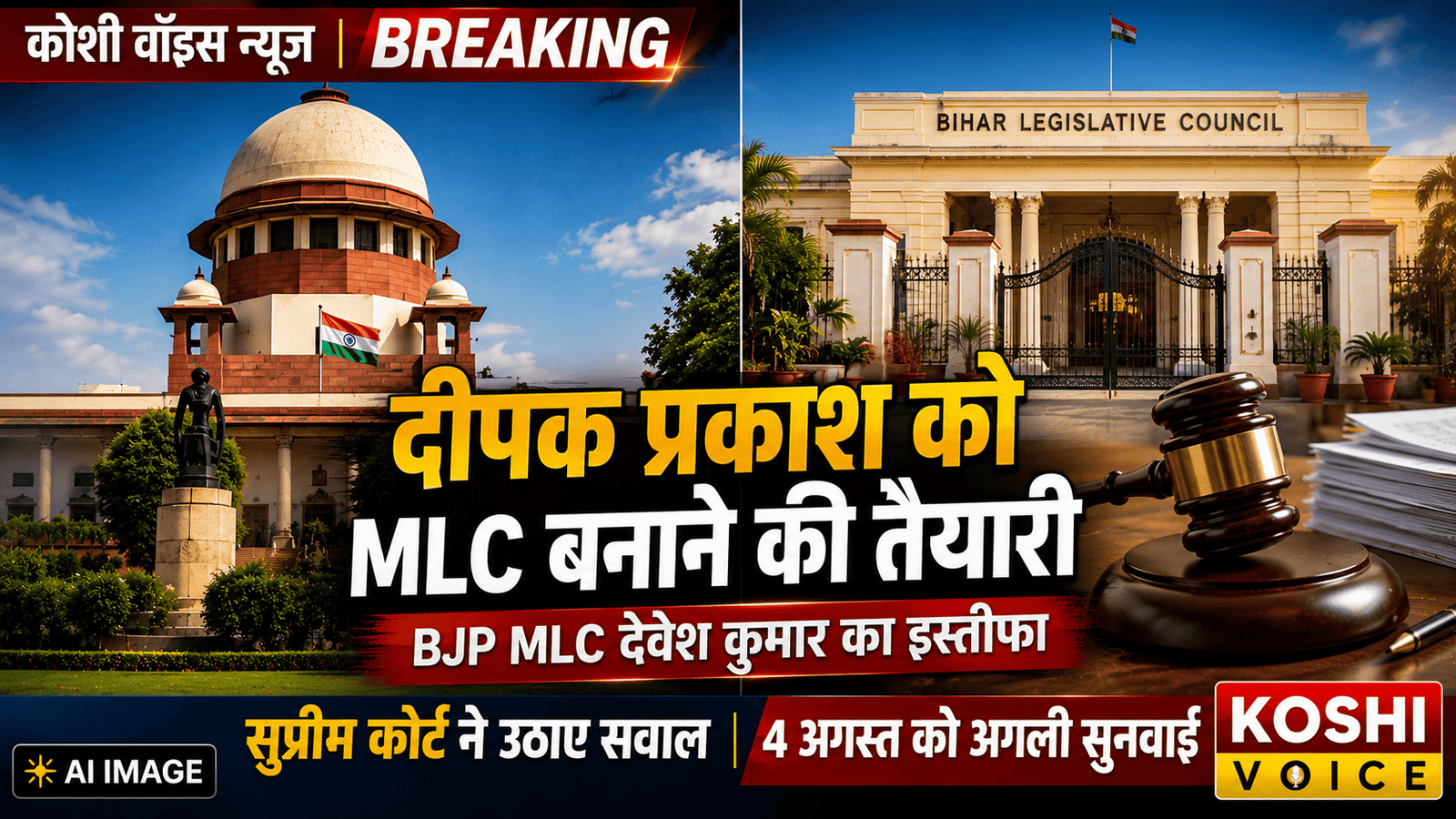 Bihar Vidhan Parishad backdrop regarding political update on Minister Deepak Prakash and Supreme Court hearing