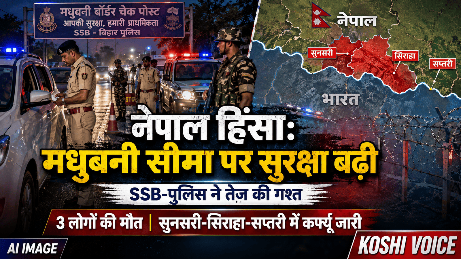 नेपाल में सांप्रदायिक हिंसा के बाद मधुबनी सीमा पर सुरक्षा बढ़ी, एसएसबी-पुलिस ने संयुक्त गश्त की तेज
