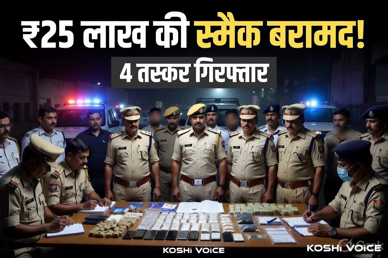 किशनगंज में 25 लाख की स्मैक जब्त, 4 तस्कर गिरफ्तार