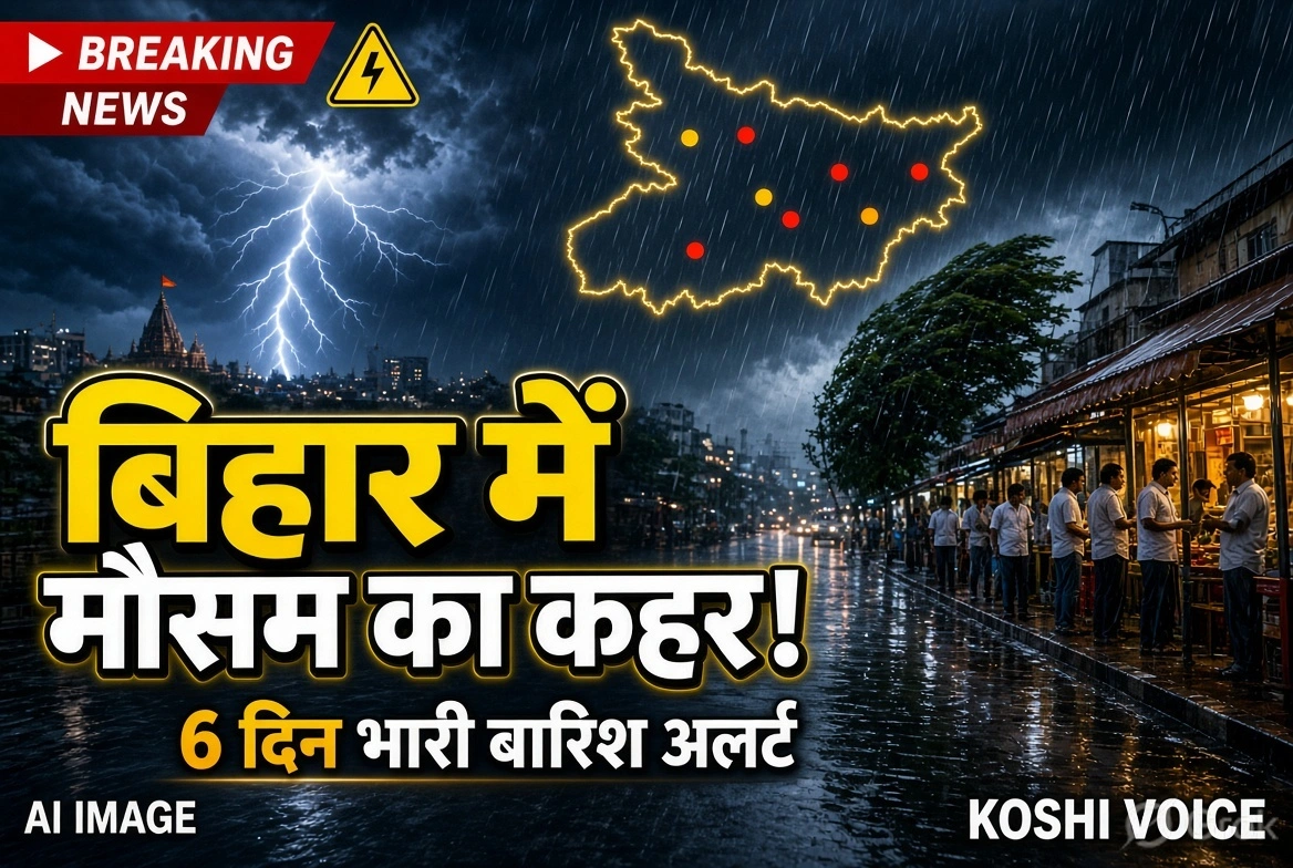 बिहार में मौसम का बदला मिजाज: 6 दिनों तक भारी बारिश, आंधी और बिजली गिरने की चेतावनी जारी
