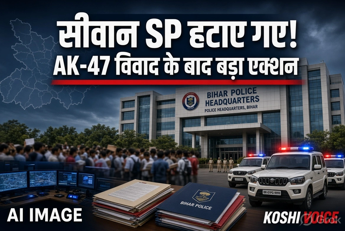 सीवान छात्र प्रदर्शन में AK-47 फायरिंग विवाद: SP पूरन कुमार झा हटाए गए, नई पोस्टिंग नहीं