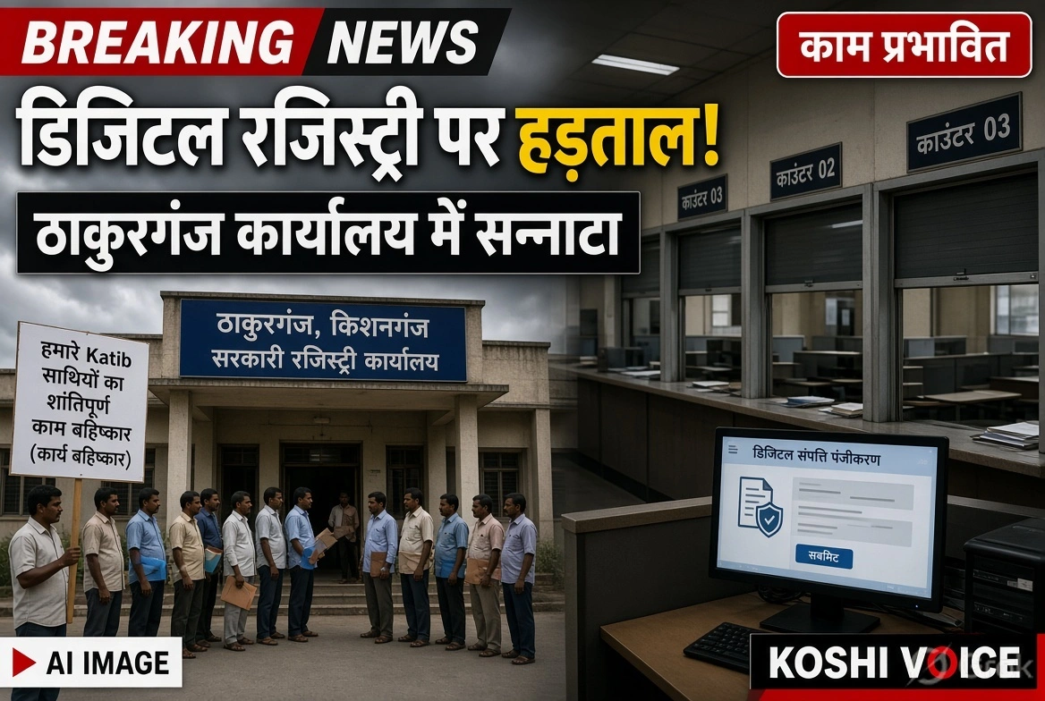 किशनगंज ठाकुरगंज में कातिबों की हड़ताल से डिजिटल रजिस्ट्री ठप, ग्राहक परेशान
