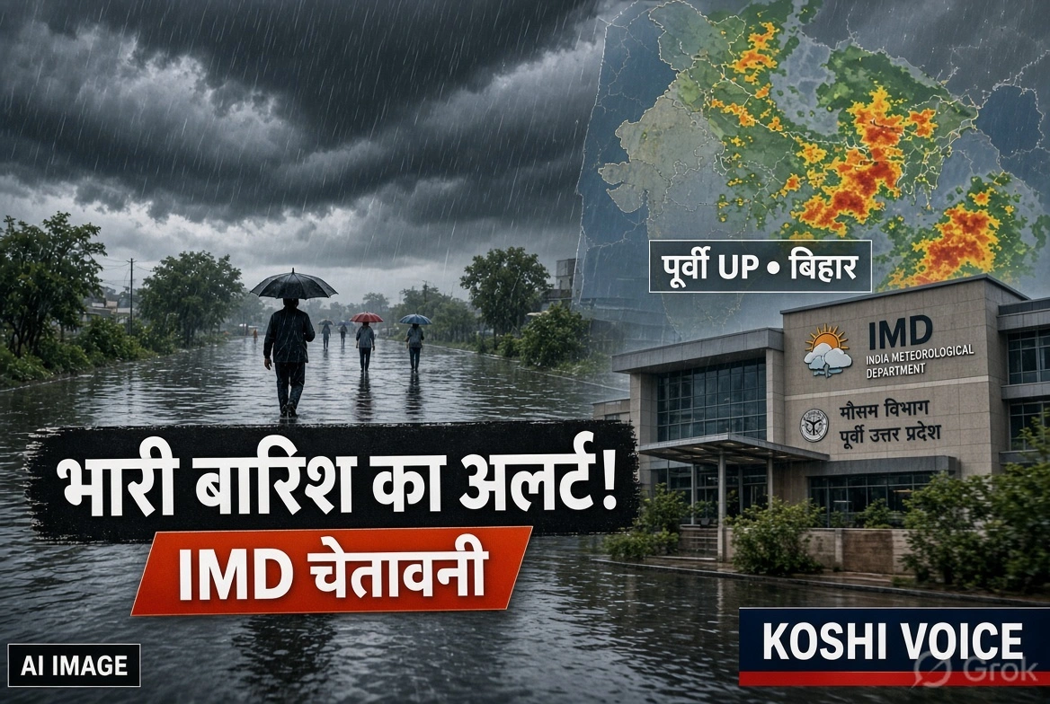 पूर्वी UP में भारी बारिश का अलर्ट: IMD ने 23 जिलों के लिए जारी की येलो-ऑरेंज चेतावनी