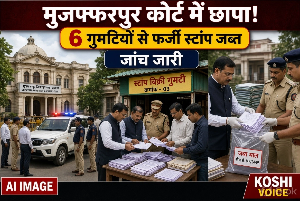 मुजफ्फरपुर कोर्ट परिसर में बड़ी कार्रवाई: 6 गुमटियों पर छापा, फर्जी ज्यूडिशियल स्टांप जब्त