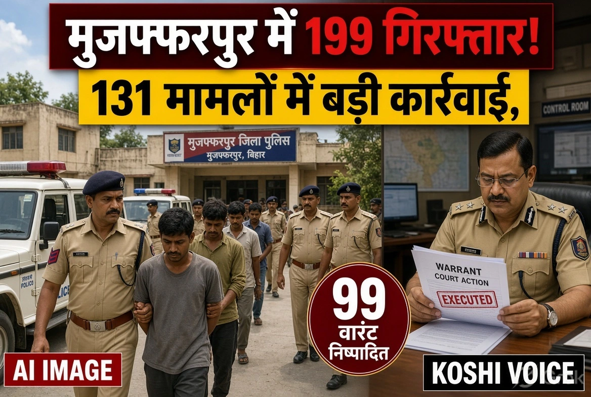 मुजफ्फरपुर पुलिस का विशेष अभियान: 199 वांछित अपराधी गिरफ्तार, 131 मुकदमों में कार्रवाई