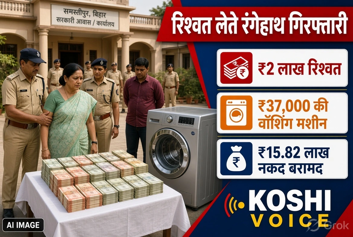 समस्तीपुर में बड़ी कार्रवाई: DCLR अधिकारी कंचन कुमारी झा रिश्वत लेते गिरफ्तार, 15.82 लाख नकद बरामद